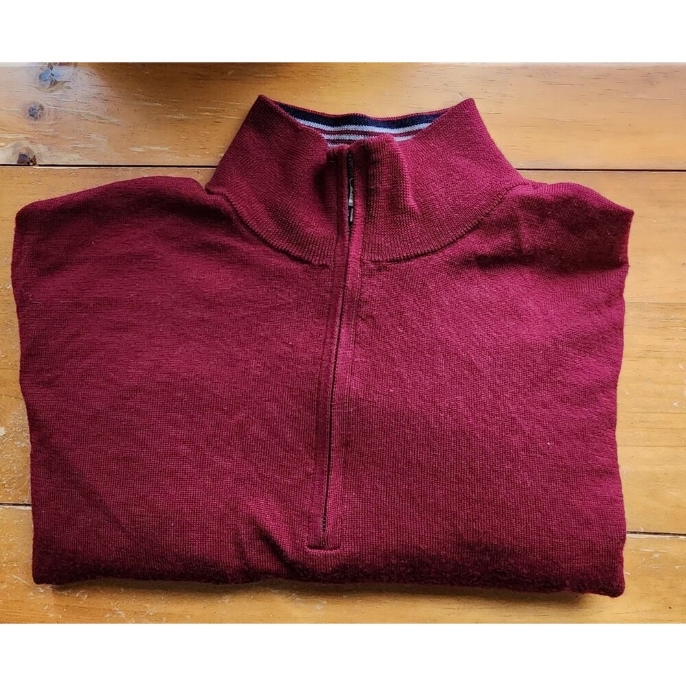 Brooks Brothers Italian Yarn ¼ Zip Merino Wool Men Sweater Size XXL